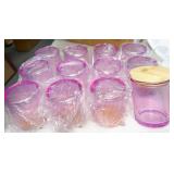 12pk 7oz candle jars with bamboo lids, pink