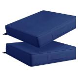 2pc Outdoor Chair Cushions 19x19x3" - Navy Blue