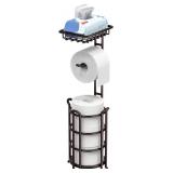 24" Toilet Paper Holder Stand with Shelf-Bronze