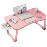 Laptop Desk, Foldable Bed Table, Pink, 24"