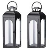 2 Pack 20" Black Metal Hurricane Lanterns
