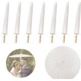 7 Pack Paper White Wedding Umbrellas, 33 Inch