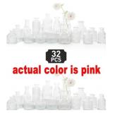 Glass Bud Vase Set of 32, Pink