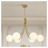 6-Light Modern Gold Sputnik Chandelier, Brass