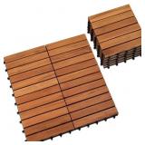 Deck Tile - 10 Pack, 12"x12" Acacia Wood Tiles