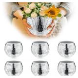 6pc Disco Vase, Mirror Ball Planter 5" X 6"