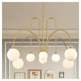 Mid Century Gold Sputnik Chandelier 41"