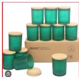 12pk 10oz green glass candle jars