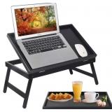 Artmeer Bed Tray Table with Folding Legs - Black