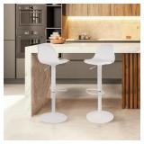 Set of 2 Adjustable Leather Bar Stools, White