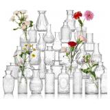 Set of 31 Vintage Clear Glass Bud Vases