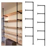 68" Tall, 10" Deep Black Iron Pipe Shelf Bracket