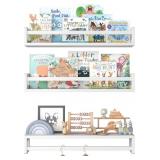 Wood Hanging Bookshelves Set, 23.6 Inch (White)