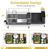 Expandable Stainless Steel Dish Rack, Black