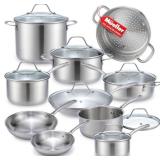 Mueller 17-Pc Stainless Steel Cookware Set