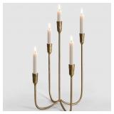 5-Candle 15" Cast Iron Candelabra, Gold
