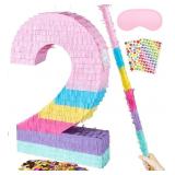 PCFING 20" Number 2 Pinata with Stick & Blindfold