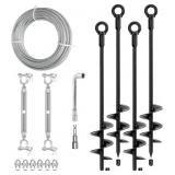 30" Ground Anchors Kit, Heavy Duty, 4Pack Black