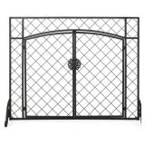 Fireplace Screen 39 x 31.5 Inch Double Door Iron
