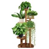 GEEBOBO 5 Tiered Tall Plant Stand (Walnut)
