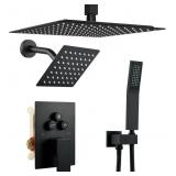 Shower System Matte Black, Dual Rainfall Heads