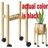 Metal flower pot stand with wheels, black
