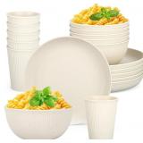 18PCS Wheat Straw Dinnerware plastic