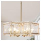 6-Light Gold Glass Chandelier, 18.7"