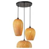 Rattan Pendant Light Bamboo 3-Lights Boho Fixture