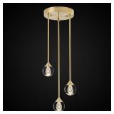 3-Light Teardrop Crystal Pendant Light, 24W