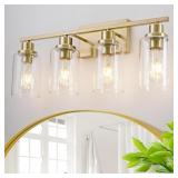 4 Light Brass Vanity Lamp, 24"