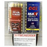 150rds assorted 30-40gr 22 Mag ammunition