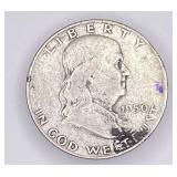 1950D Franklin silver half dollar