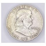 1954D Franklin silver half dollar