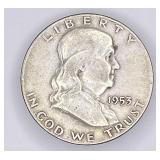 1953D Franklin silver half dollar