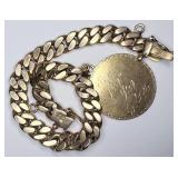 estate bracelet with charm 18kt yellow gold, 58g