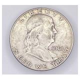1961D Franklin silver half dollar