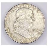 1961D Franklin silver half dollar