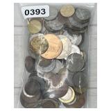 150+pc International coins, sales tax tokens,