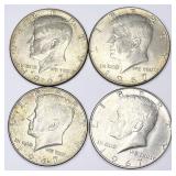 4pc 1967 Kennedy 40% silver half dollars