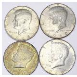 4pc Kennedy 40% silver half dollars: