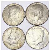 4pc 1964D Kennedy 40% silver half dollars