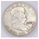 1963D Franklin silver half dollar