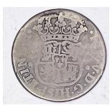Bolivian 1743 91.7% silver 2 reales, Charles III