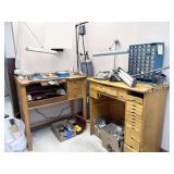 3 workbenches and contents: watch/jewelry tools &