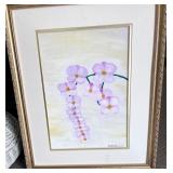 framed art: 18x22", floral, signed