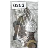 50pc International coins, sales tax tokens,