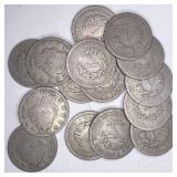15pc Liberty Head V 25% silver nickels:
