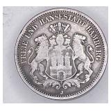 1880J German 2 Mark, 90% silver, 10.8g