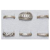 6pc sterling rings, all size 7 or less
